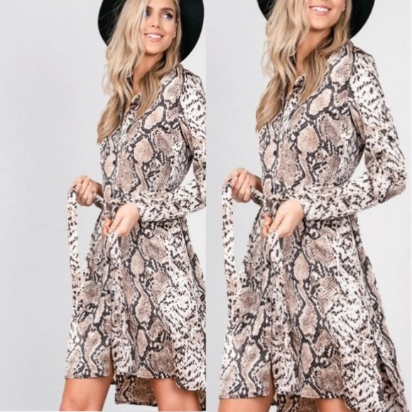 Dresses & Skirts - Phython Snake Print Shirt Dress